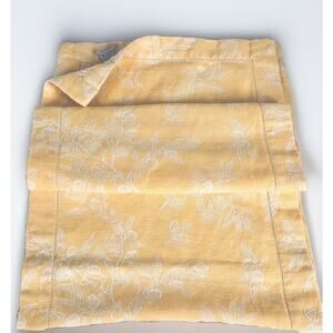 Table Runner Tessitura Pardi Italy Yellow Floral Linen Blend Damask 53 x 14”READ